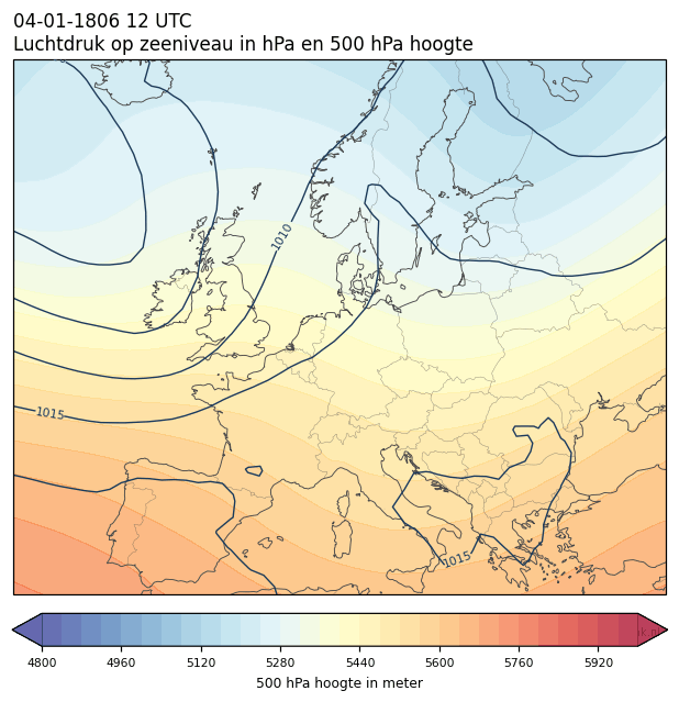 Weerkaart van 4 januari 1806 om 12 UTC