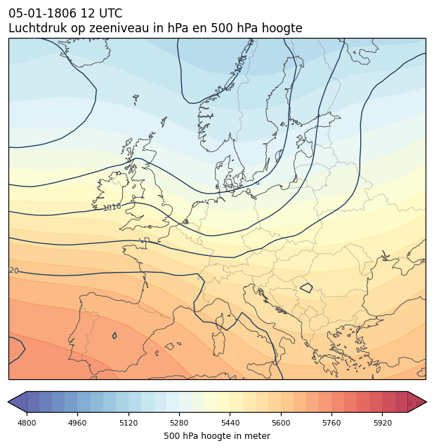 Weerkaart van 5 januari 1806 om 12 UTC