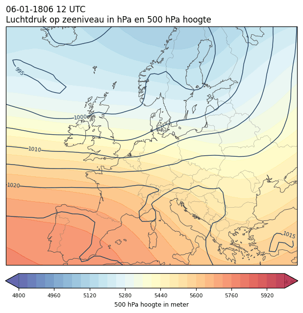 Weerkaart van 6 januari 1806 om 12 UTC