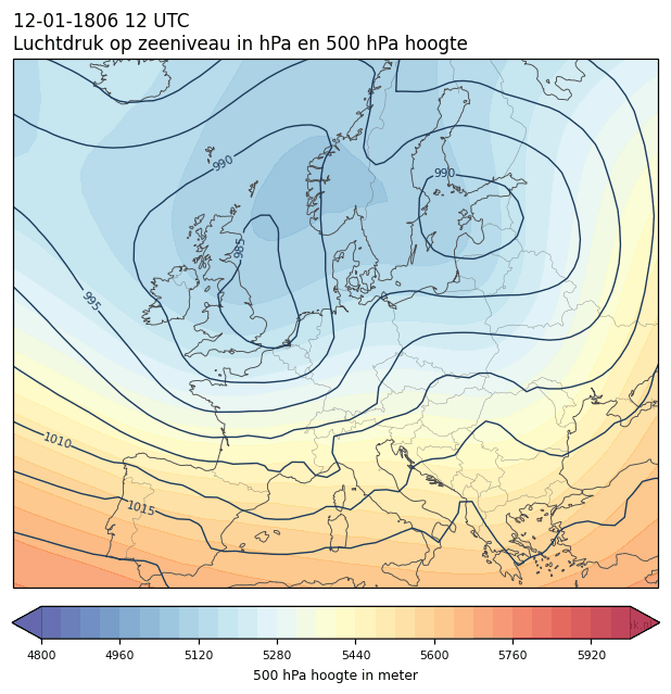 Weerkaart van 12 januari 1806 om 12 UTC