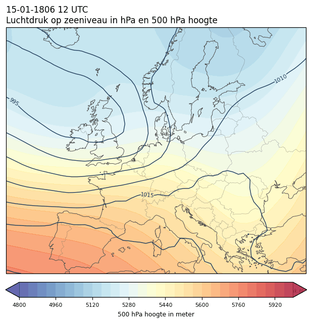 Weerkaart van 15 januari 1806 om 12 UTC