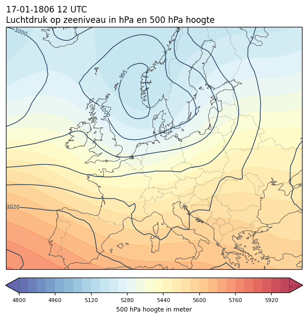 Weerkaart van 17 januari 1806 om 12 UTC