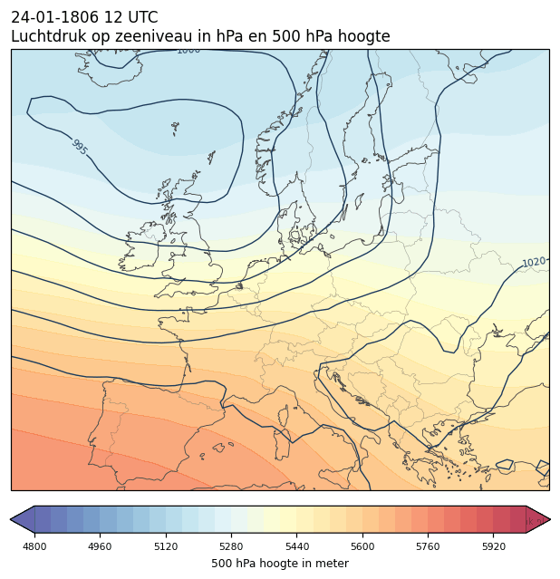 Weerkaart van 24 januari 1806 om 12 UTC