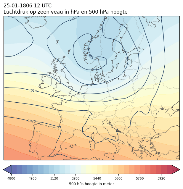 Weerkaart van 25 januari 1806 om 12 UTC