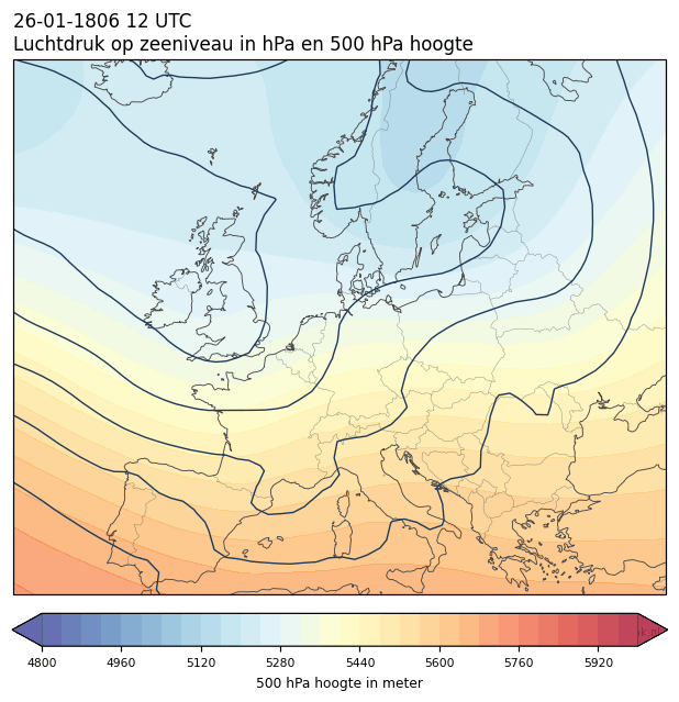 Weerkaart van 26 januari 1806 om 12 UTC