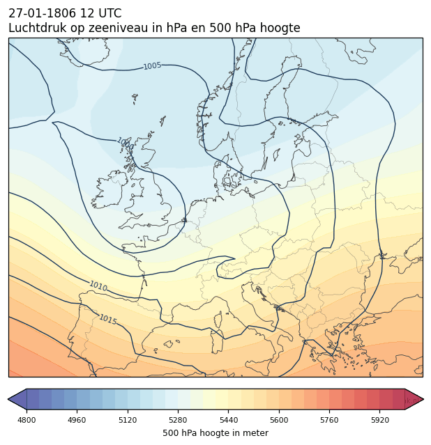 Weerkaart van 27 januari 1806 om 12 UTC