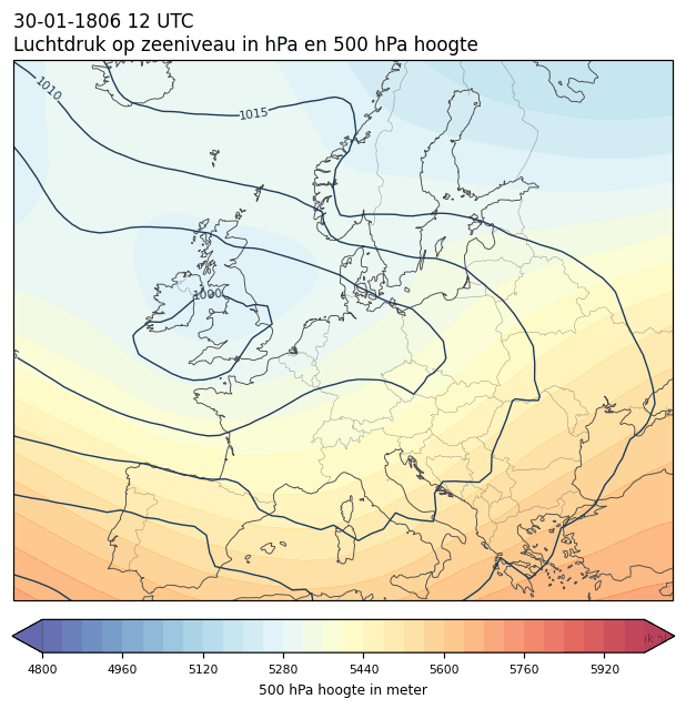 Weerkaart van 30 januari 1806 om 12 UTC