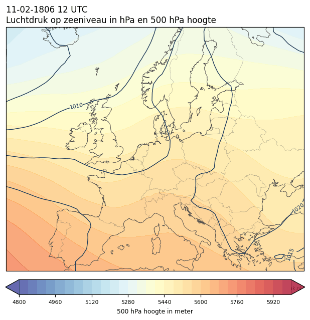 Weerkaart van 11 februari 1806 om 12 UTC