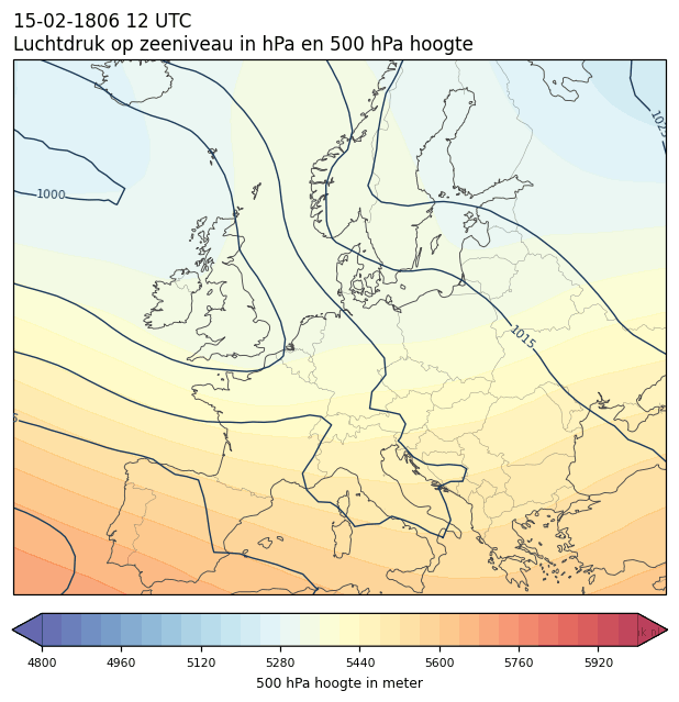 Weerkaart van 15 februari 1806 om 12 UTC