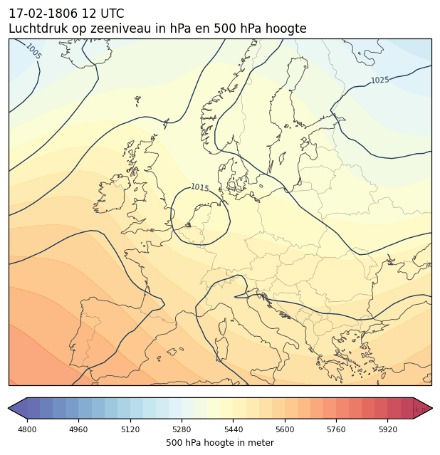 Weerkaart van 17 februari 1806 om 12 UTC