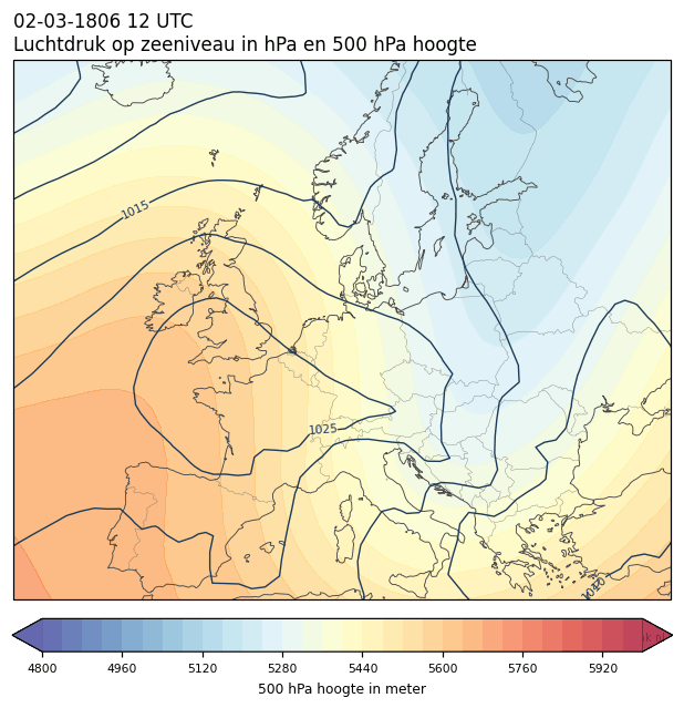 Weerkaart van 2 maart 1806 om 12 UTC
