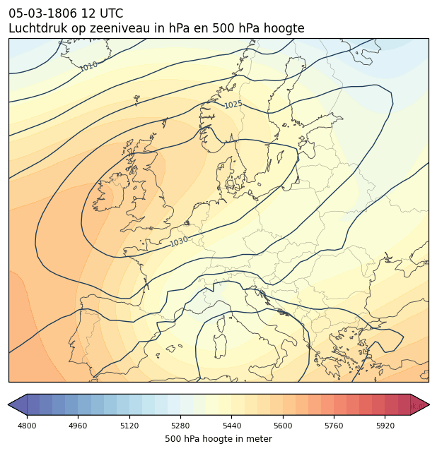 Weerkaart van 5 maart 1806 om 12 UTC