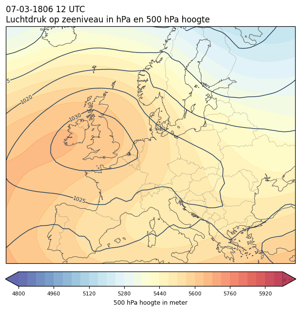 Weerkaart van 7 maart 1806 om 12 UTC