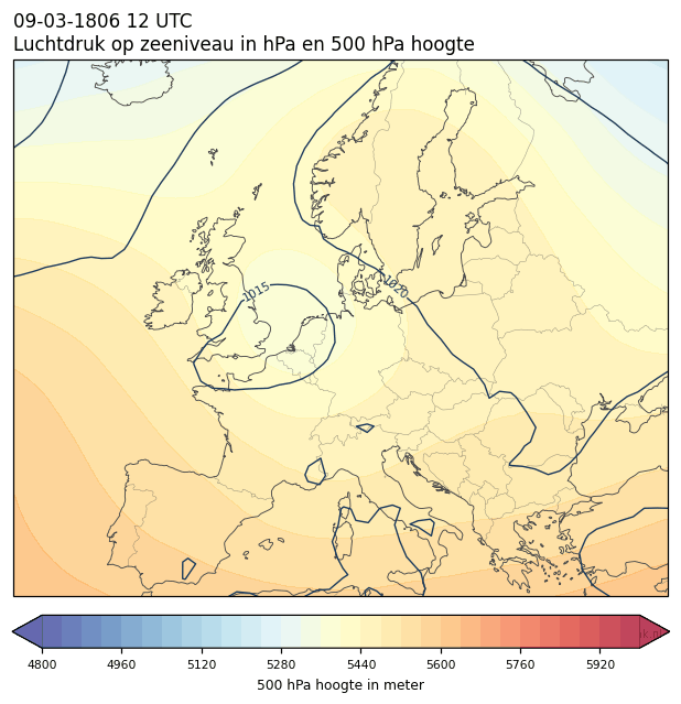 Weerkaart van 9 maart 1806 om 12 UTC