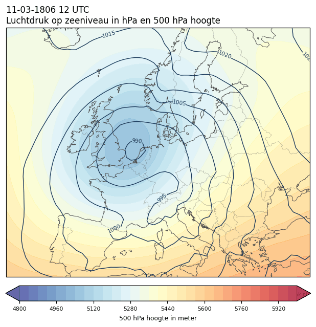 Weerkaart van 11 maart 1806 om 12 UTC