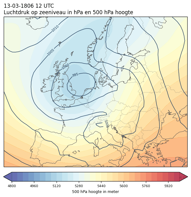 Weerkaart van 13 maart 1806 om 12 UTC