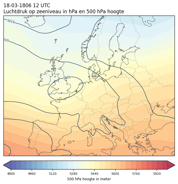 Weerkaart van 18 maart 1806 om 12 UTC