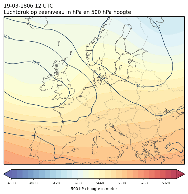 Weerkaart van 19 maart 1806 om 12 UTC