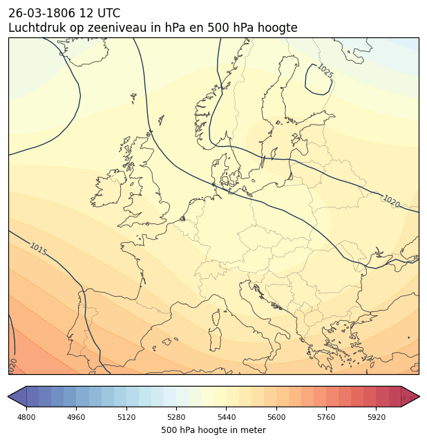 Weerkaart van 26 maart 1806 om 12 UTC