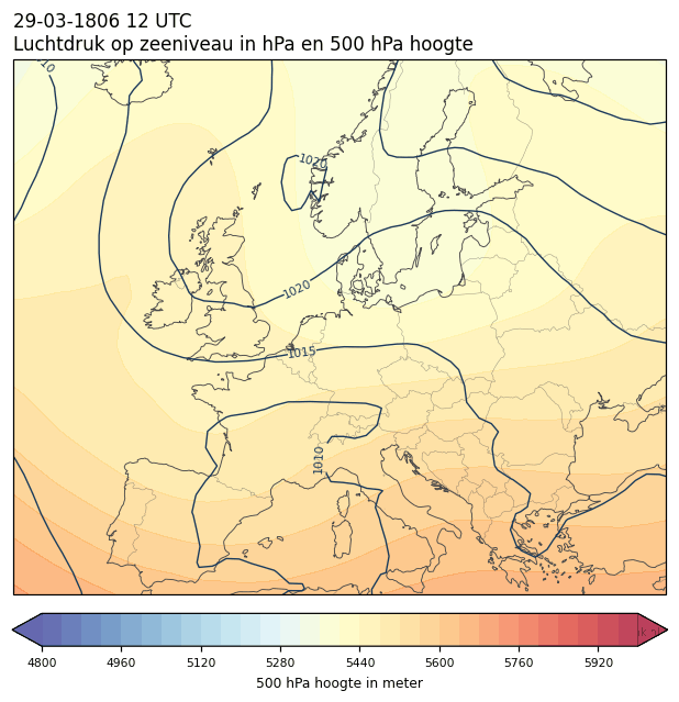 Weerkaart van 29 maart 1806 om 12 UTC