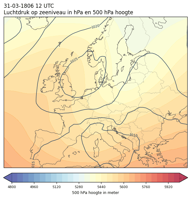 Weerkaart van 31 maart 1806 om 12 UTC