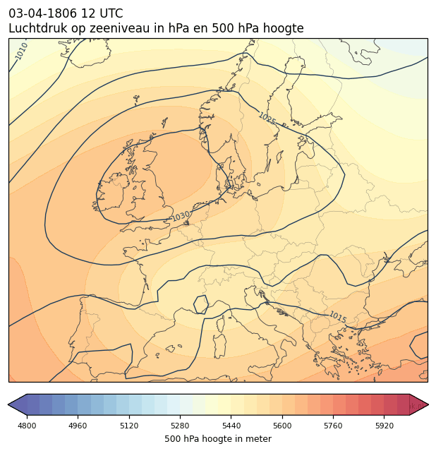 Weerkaart van 3 april 1806 om 12 UTC