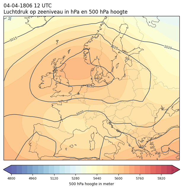 Weerkaart van 4 april 1806 om 12 UTC