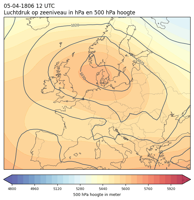 Weerkaart van 5 april 1806 om 12 UTC