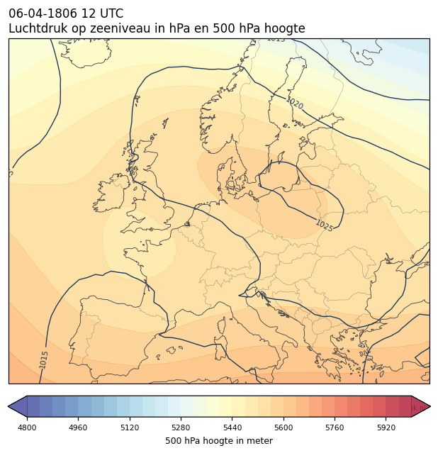 Weerkaart van 6 april 1806 om 12 UTC