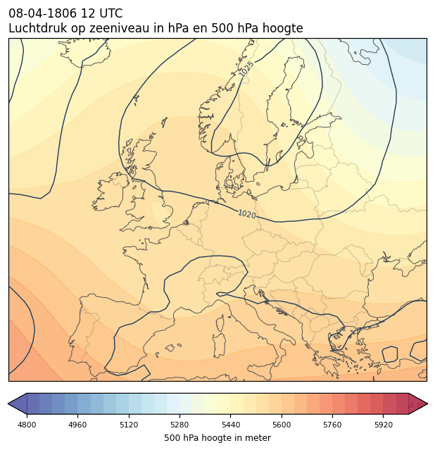 Weerkaart van 8 april 1806 om 12 UTC