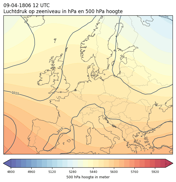 Weerkaart van 9 april 1806 om 12 UTC