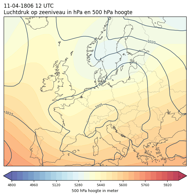 Weerkaart van 11 april 1806 om 12 UTC