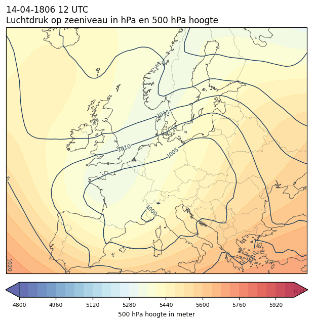 Weerkaart van 14 april 1806 om 12 UTC