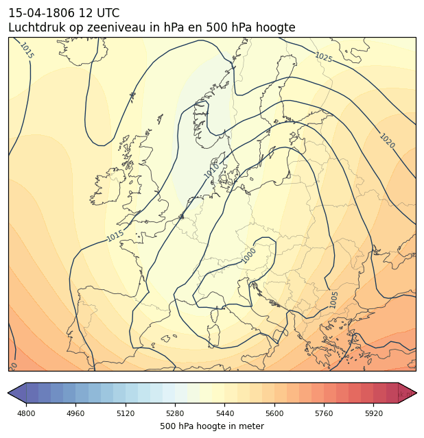 Weerkaart van 15 april 1806 om 12 UTC