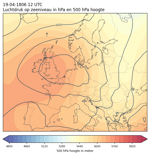 Weerkaart van 19 april 1806 om 12 UTC