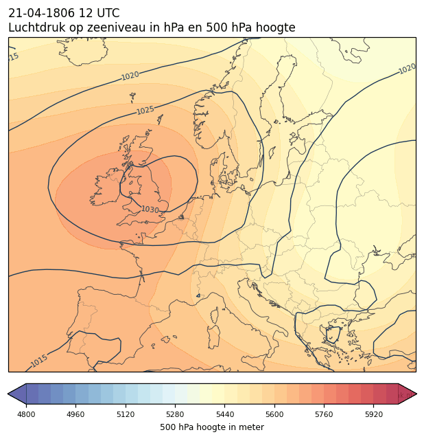 Weerkaart van 21 april 1806 om 12 UTC