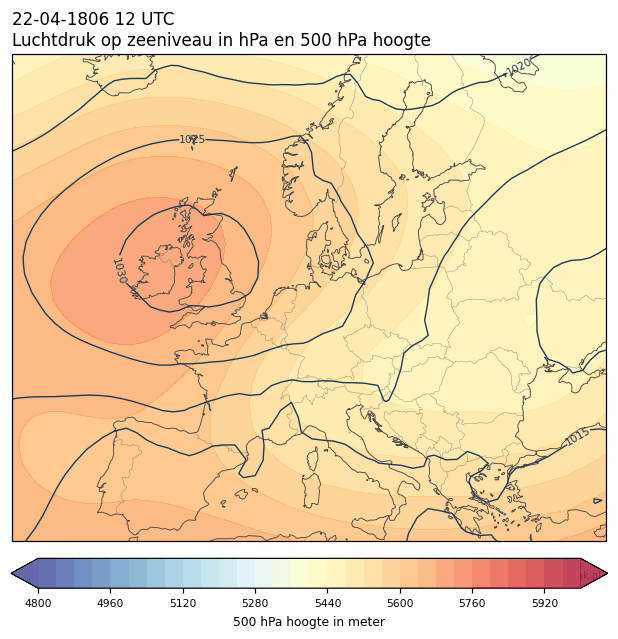 Weerkaart van 22 april 1806 om 12 UTC