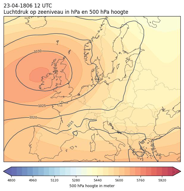 Weerkaart van 23 april 1806 om 12 UTC