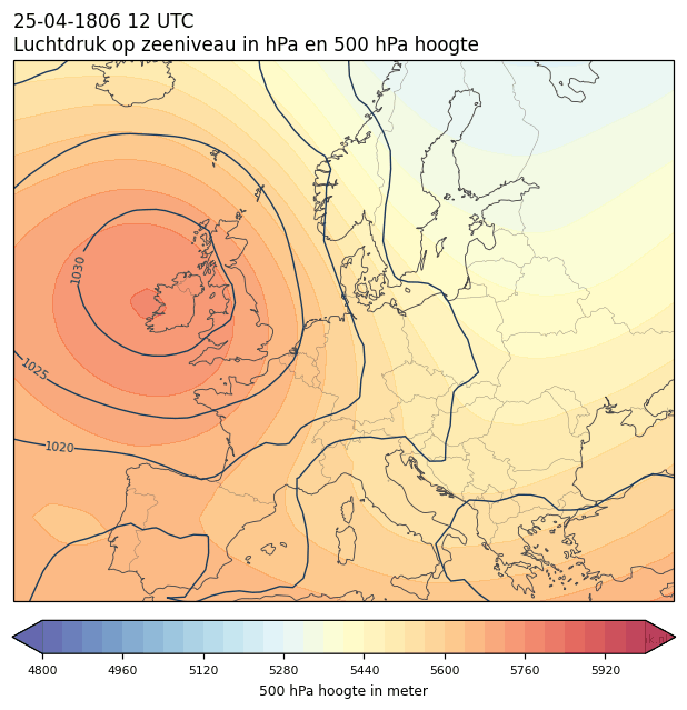 Weerkaart van 25 april 1806 om 12 UTC