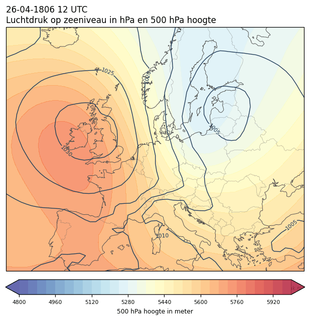 Weerkaart van 26 april 1806 om 12 UTC
