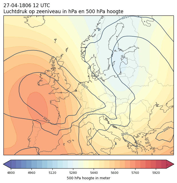 Weerkaart van 27 april 1806 om 12 UTC