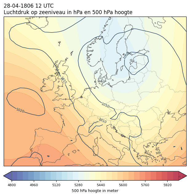 Weerkaart van 28 april 1806 om 12 UTC