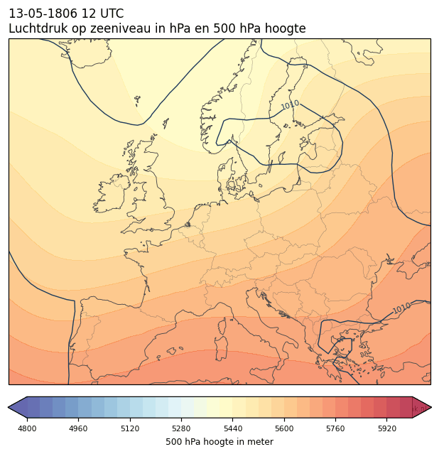 Weerkaart van 13 mei 1806 om 12 UTC