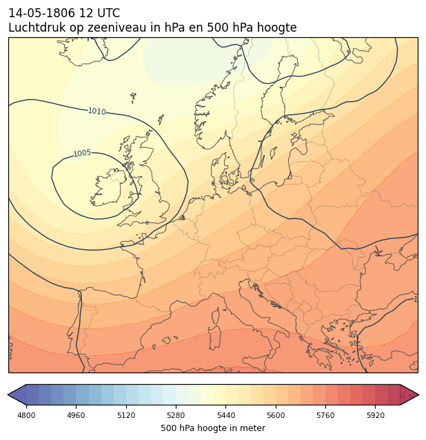 Weerkaart van 14 mei 1806 om 12 UTC