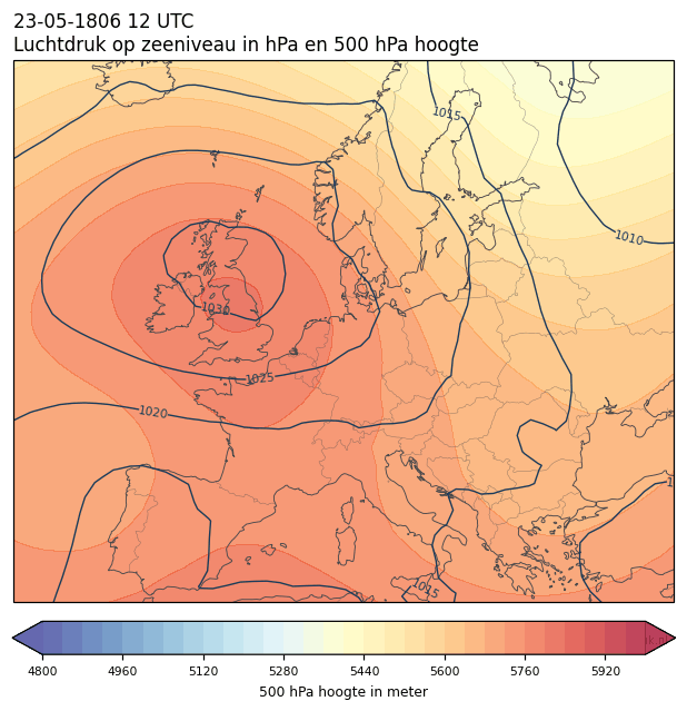 Weerkaart van 23 mei 1806 om 12 UTC