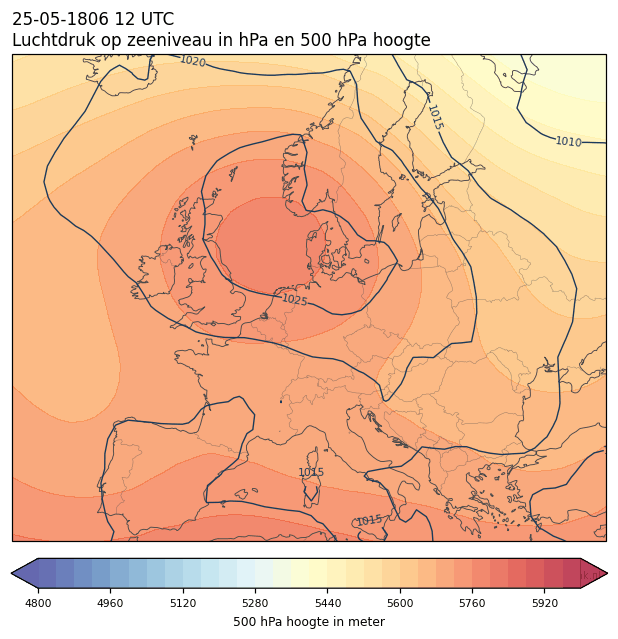 Weerkaart van 25 mei 1806 om 12 UTC