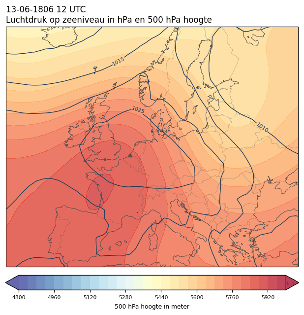Weerkaart van 13 juni 1806 om 12 UTC