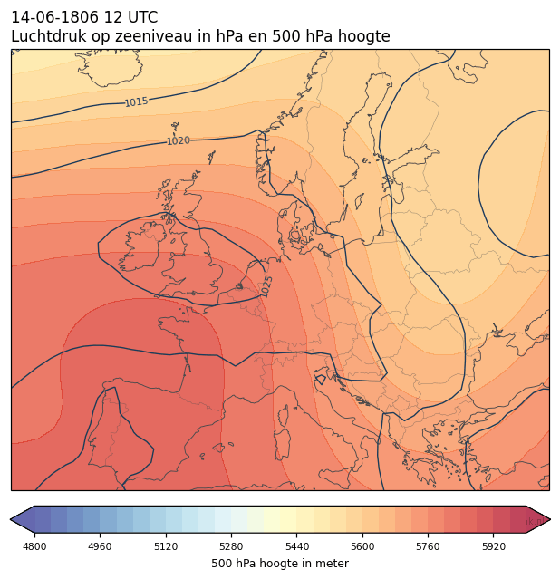 Weerkaart van 14 juni 1806 om 12 UTC