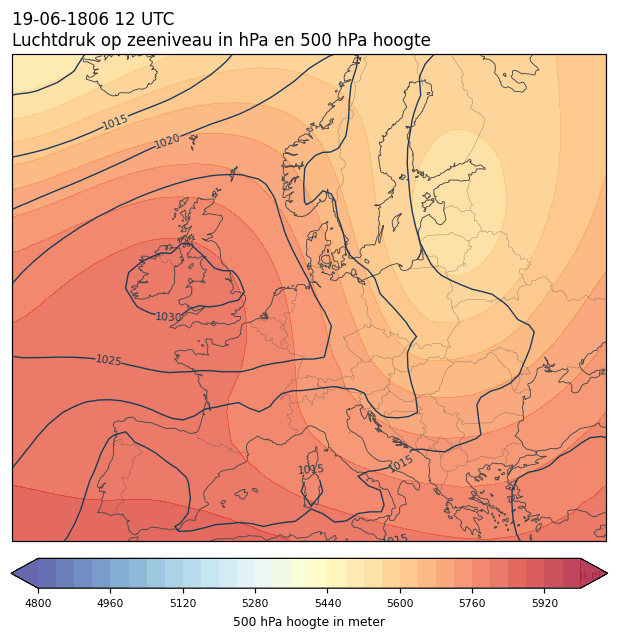 Weerkaart van 19 juni 1806 om 12 UTC