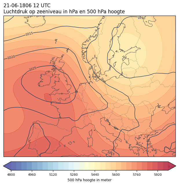 Weerkaart van 21 juni 1806 om 12 UTC